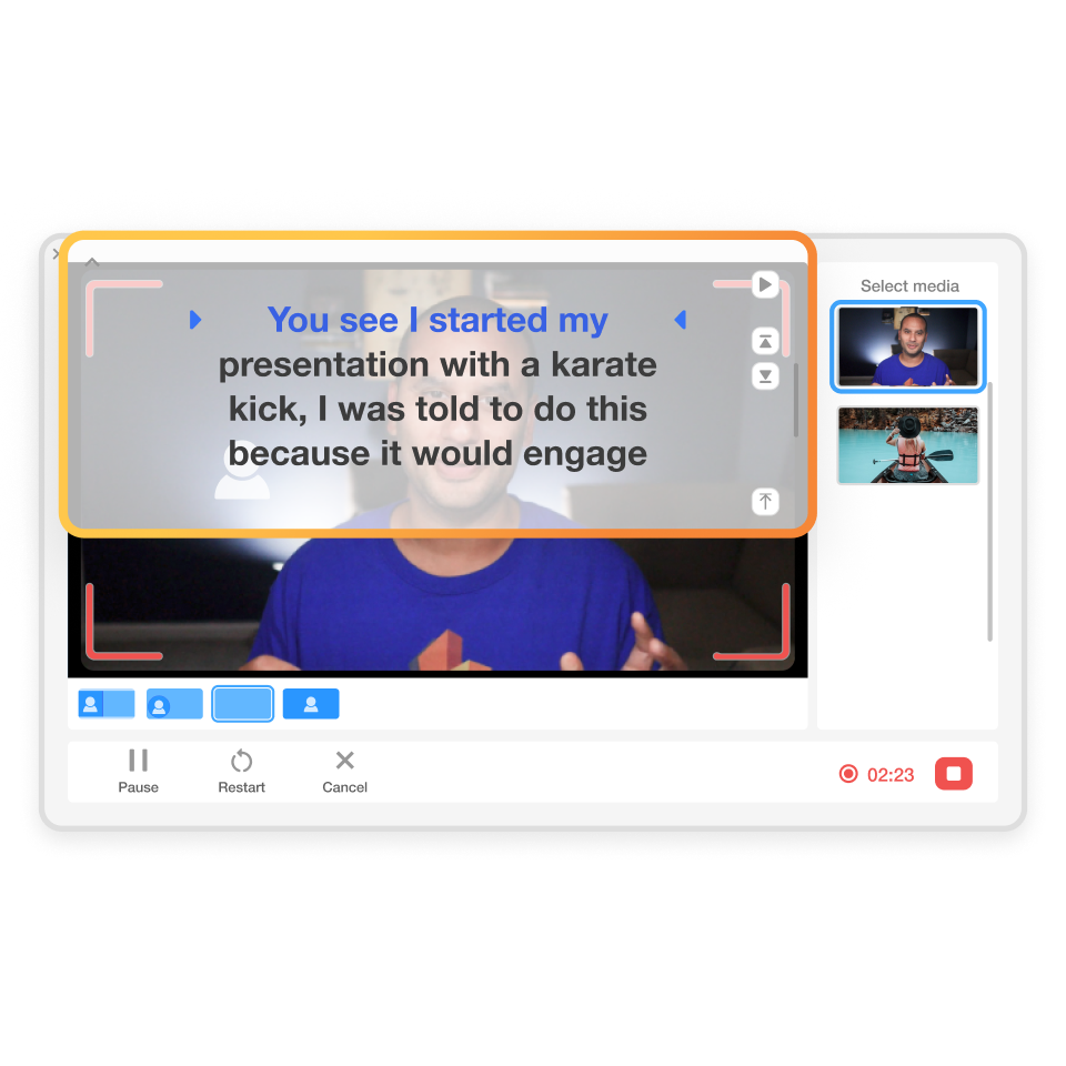 Record a client thank you video using Visla's built-in teleprompter and webcam tools